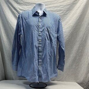 Stafford button dress shirt men’s size 17/34-35 blue white strip